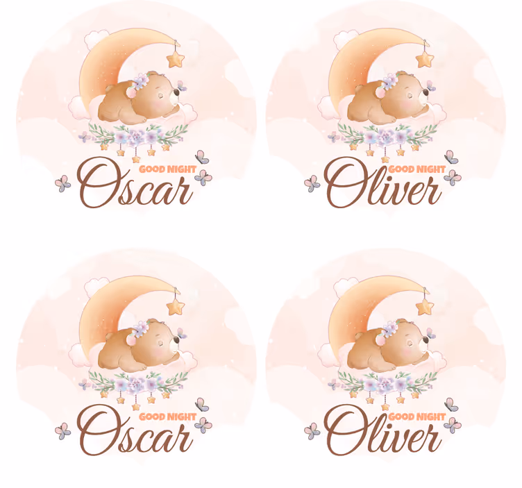 Posavasos personalizable tema de oso tierno para dormir - TenVinilo