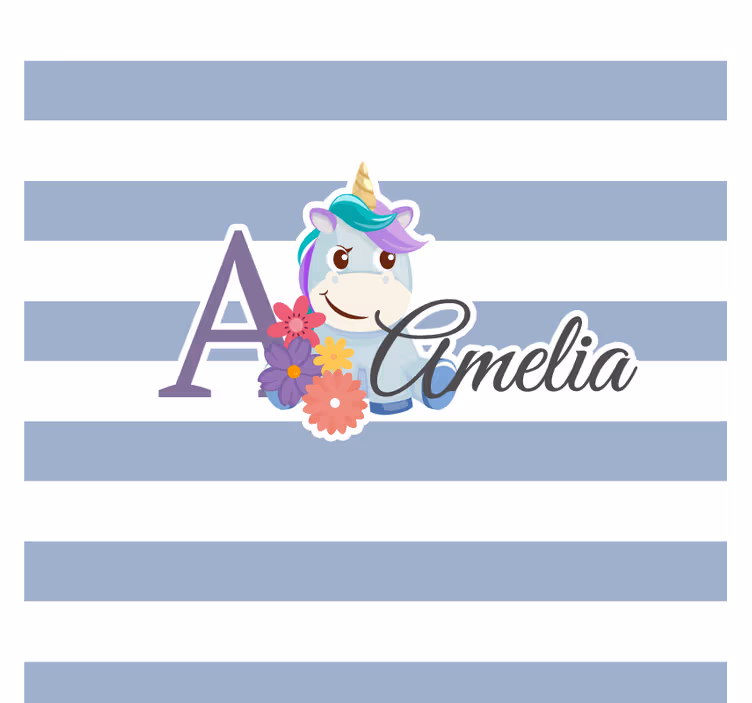Posavasos personalizable inicial floral y unicornio - TenVinilo