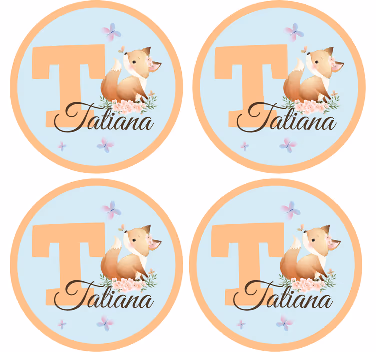 Posavasos personalizable diseño de zorro fantástico - TenVinilo