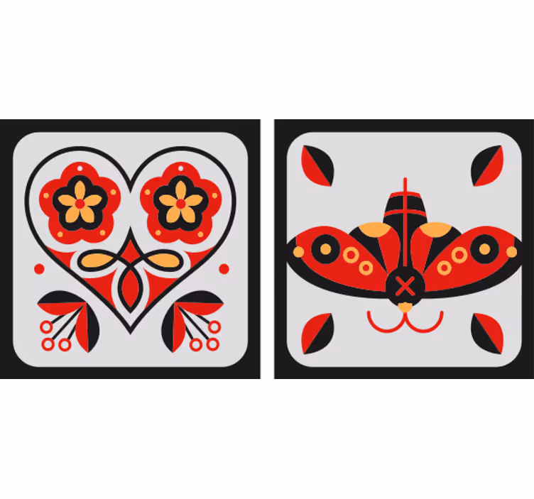 Posavasos frikis motivos de corazón y mariposa - TenVinilo
