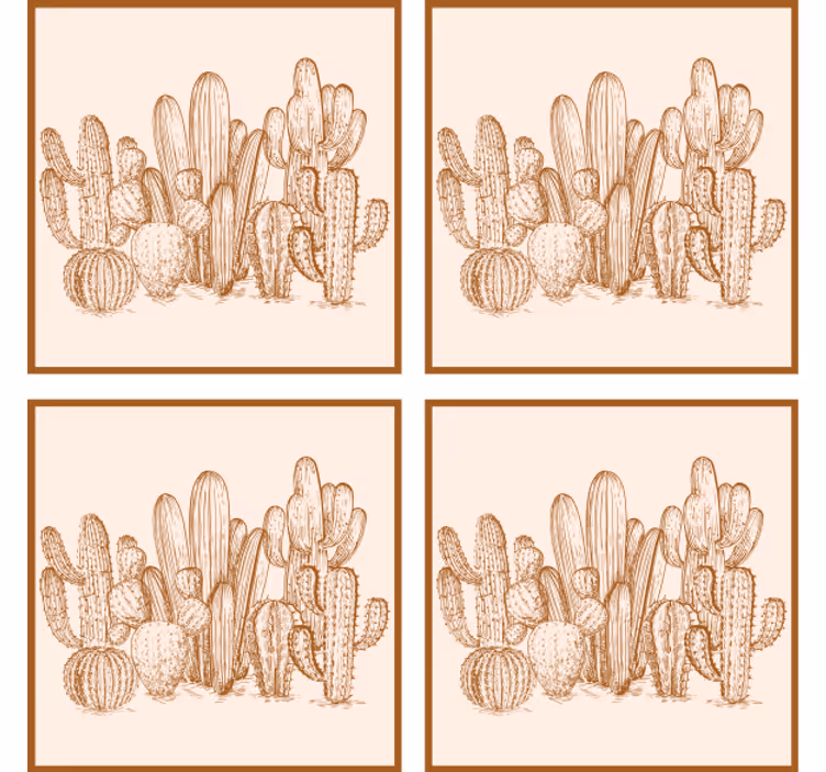Sol se desvaneció marrón cactus más posavasos - TenVinilo