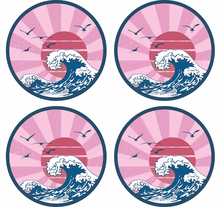Posavasos frikis diseño retro olas del océano - TenVinilo