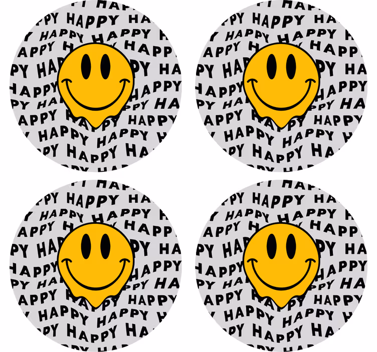 Posavasos con frases cara sonriente de felicidad - TenVinilo