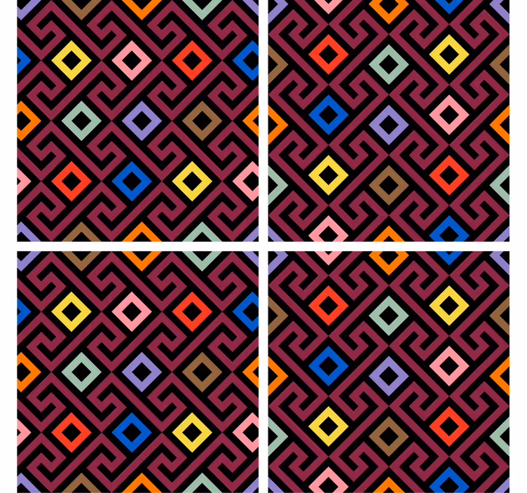 Posavasos patrón geométrico colorido - TenVinilo