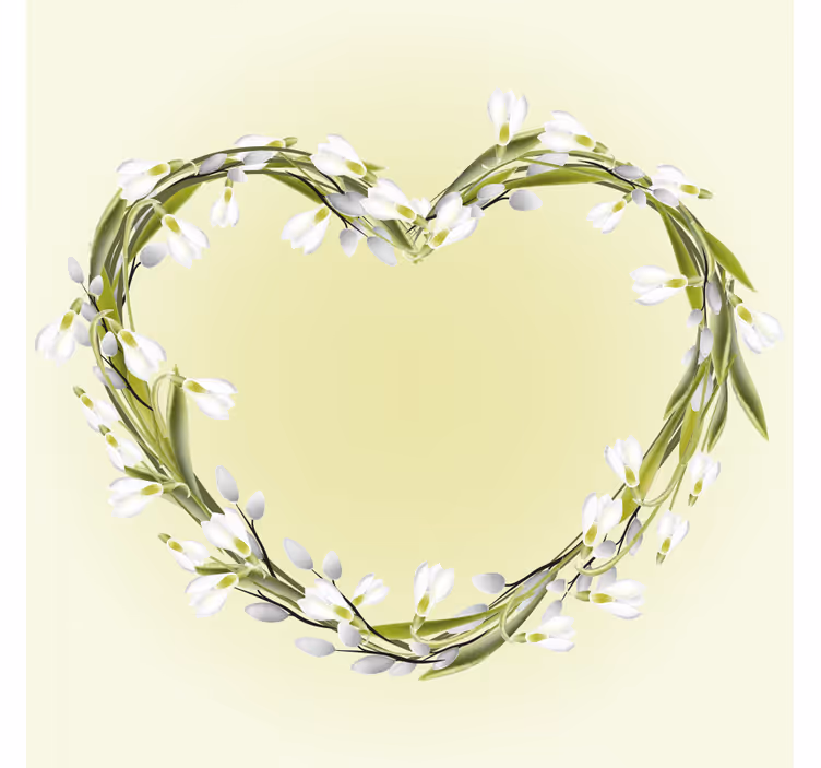 Posavasos personalizable elemento floral en forma de corazón - TenVinilo