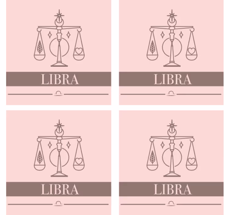 Posavasos moderno Libra tarjeta rosa signo del zodíaco - TenVinilo