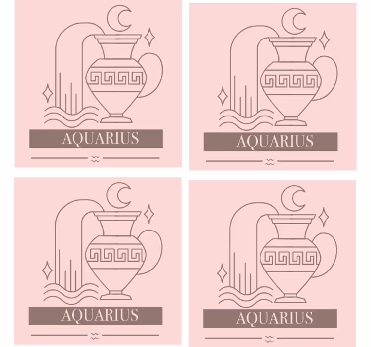 Posavasos con frases símbolo zodiacal de acuario - TenVinilo