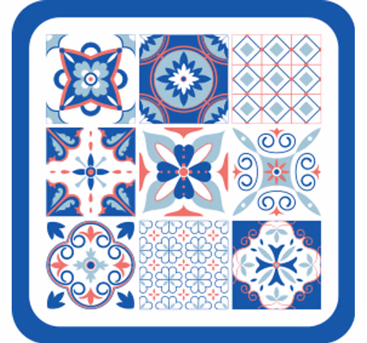 Posavasos azulejo con motivos geométricos - TenVinilo