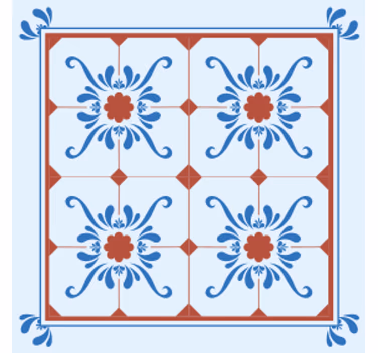 Posavasos azulejo con patrón floral decorativo - TenVinilo