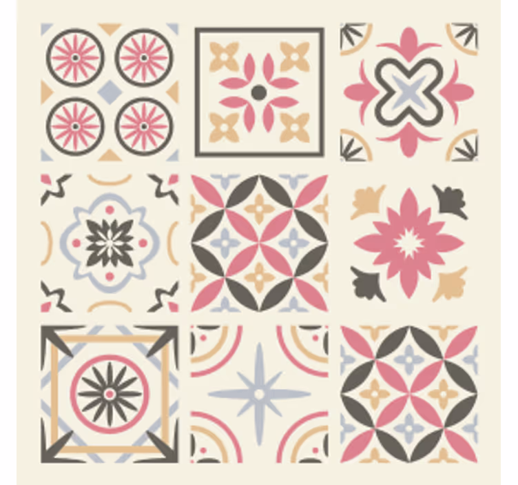 Posavasos azulejo elemento floral geométrico - TenVinilo