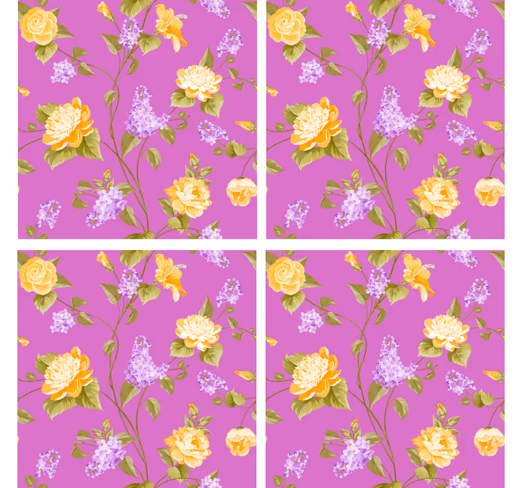 Posavasos estampado floral con rosas amarillas - TenVinilo