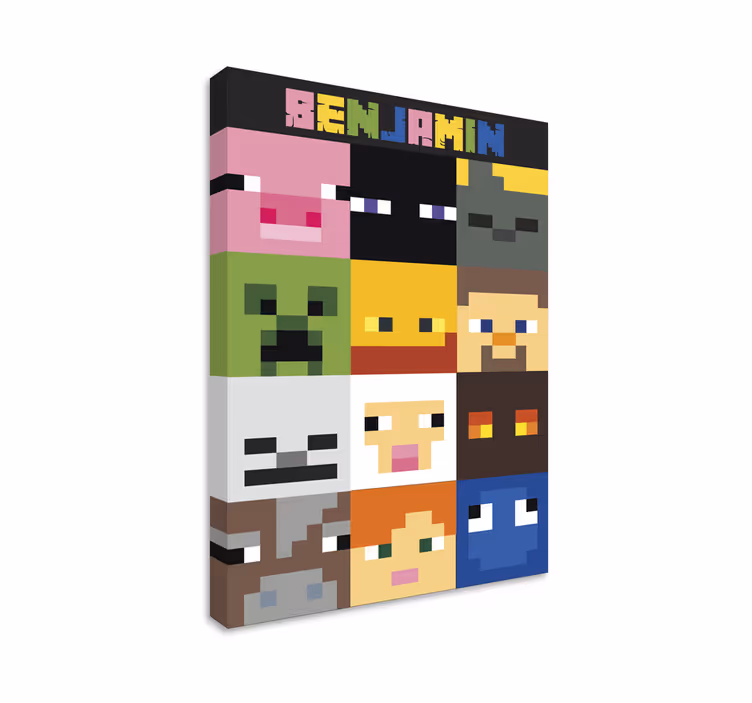 Cuadro personalizable caras pixeladas de juegos - TenVinilo