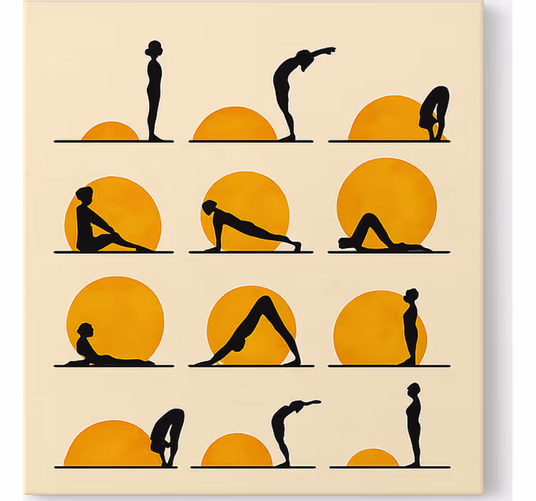 Cuadro deporte posturas de yoga al sol - TenVinilo