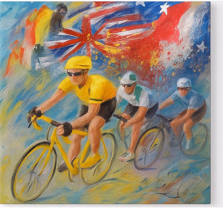 Cuadro deporte pintura de ciclistas - TenVinilo