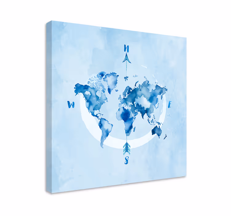 Cuadro azul mapa celeste acuarela - TenVinilo