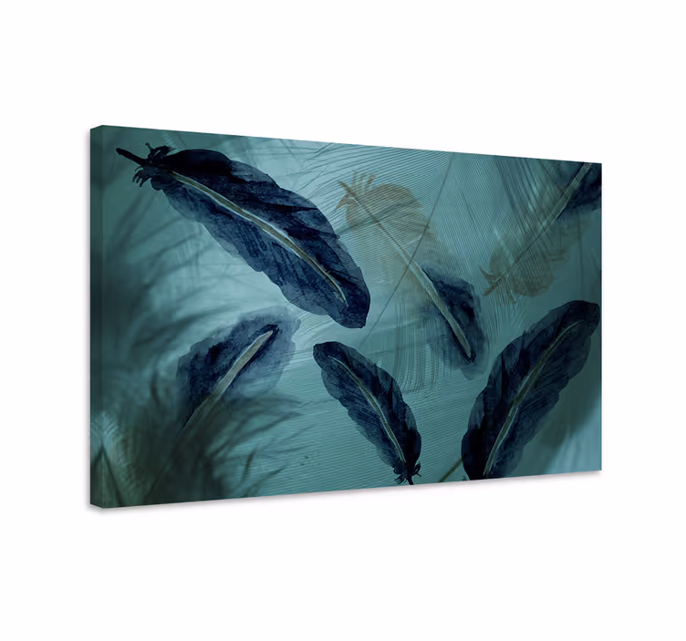Cuadro azul estética de pluma acuarela - TenVinilo