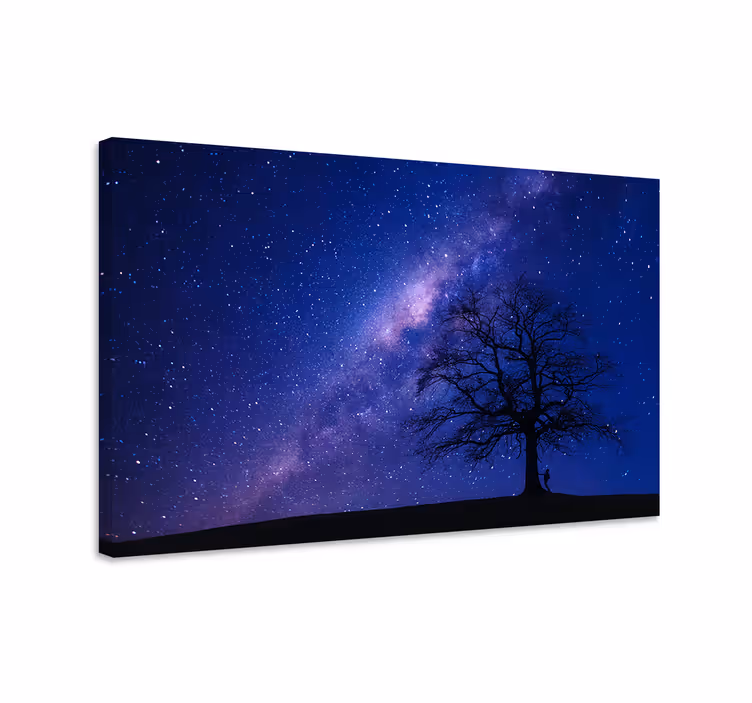 Cuadro azul árbol 3d de noche - TenVinilo