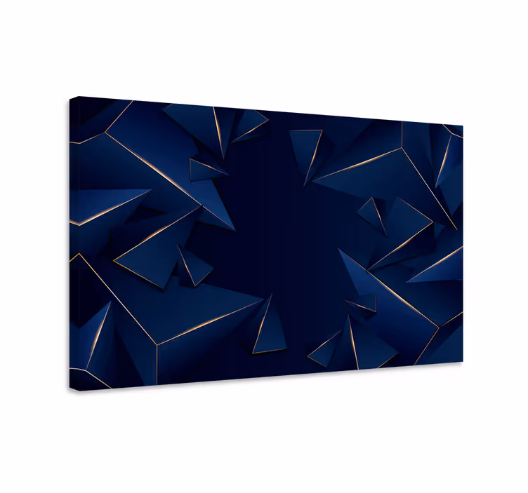 Cuadro azul patrón geométrico azul y dorado - TenVinilo