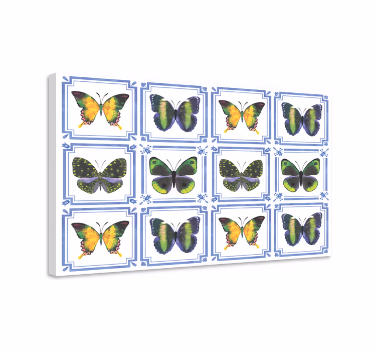 Cuadro mariposas azulejos coloridos - TenVinilo