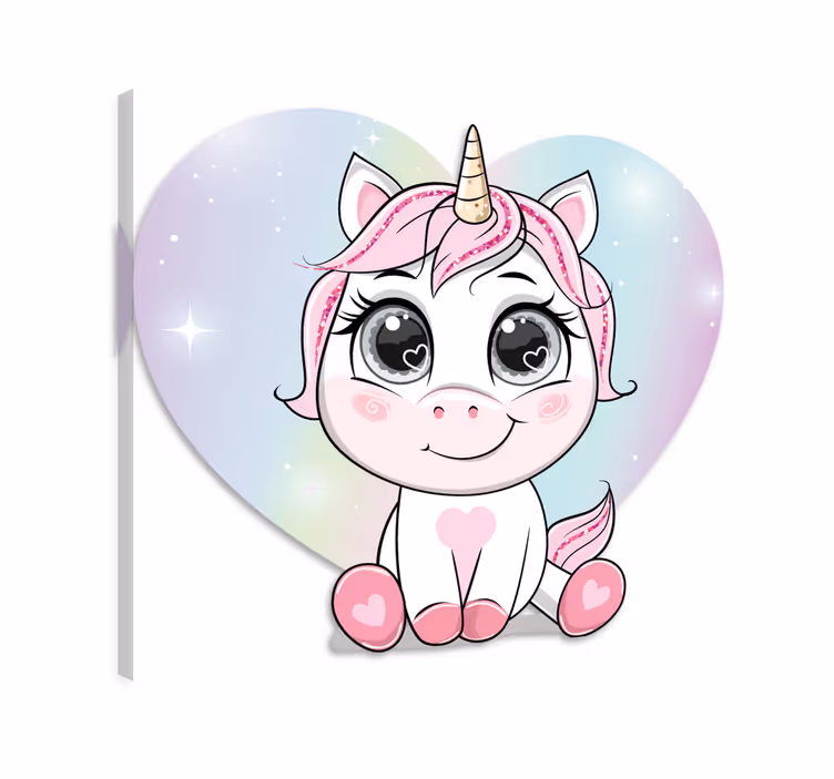 Cuadro de unicornios corazones de amor en dibujos - TenVinilo
