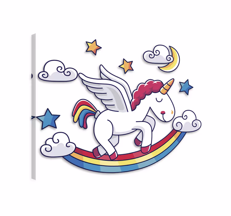 Cuadro de unicornios adhesivo de arcoíris con unicornio - TenVinilo