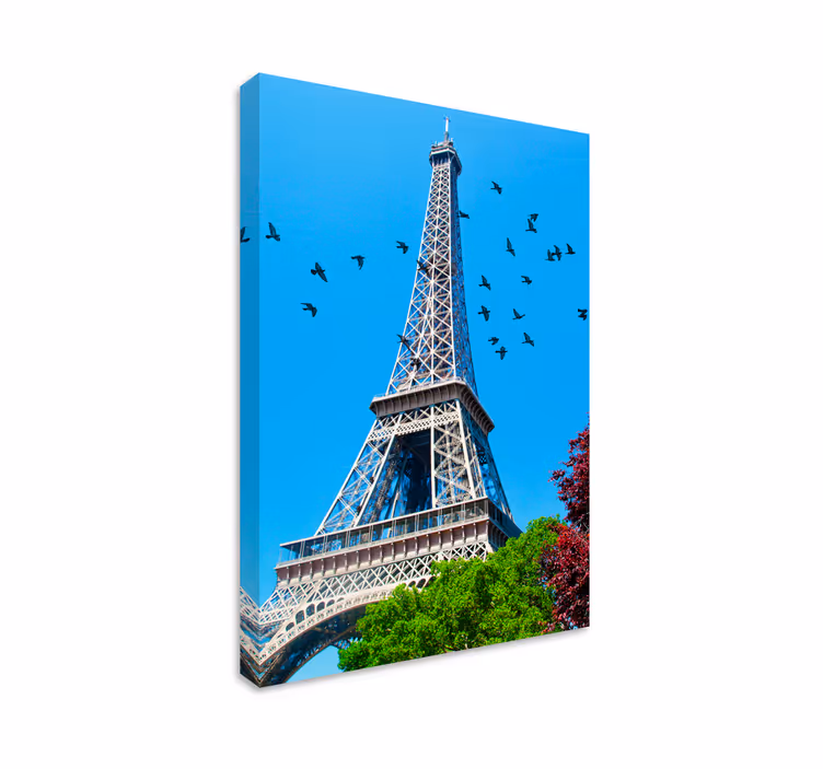 Cuadro ciudades Torre Eiffel pájaros volando - TenVinilo