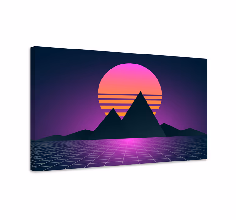 Cuadro paisaje de atardecer vintage morado - TenVinilo