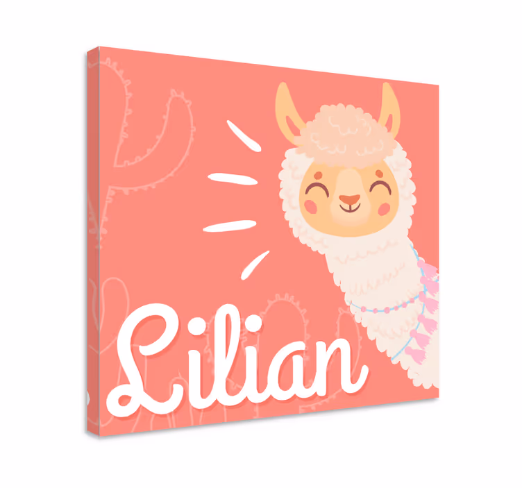 Cuadro infantil llama feliz con nombre - TenVinilo