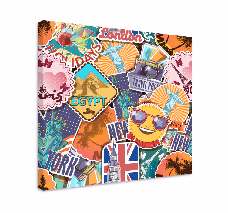 Cuadro ciudades collage de viajes globales - TenVinilo