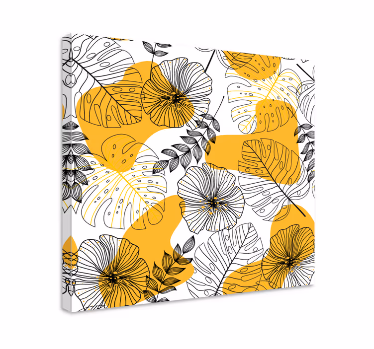 Cuadro nórdico hojas tropicales naranja - TenVinilo