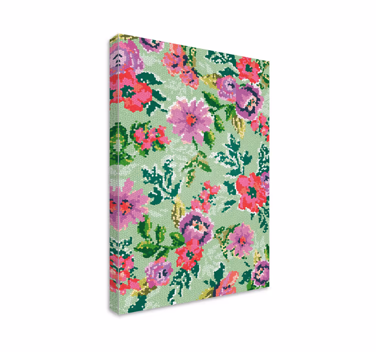 Cuadro mosaico flores diversas vintage - TenVinilo