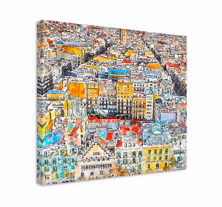Cuadro ciudades paisaje urbano vibrante - TenVinilo