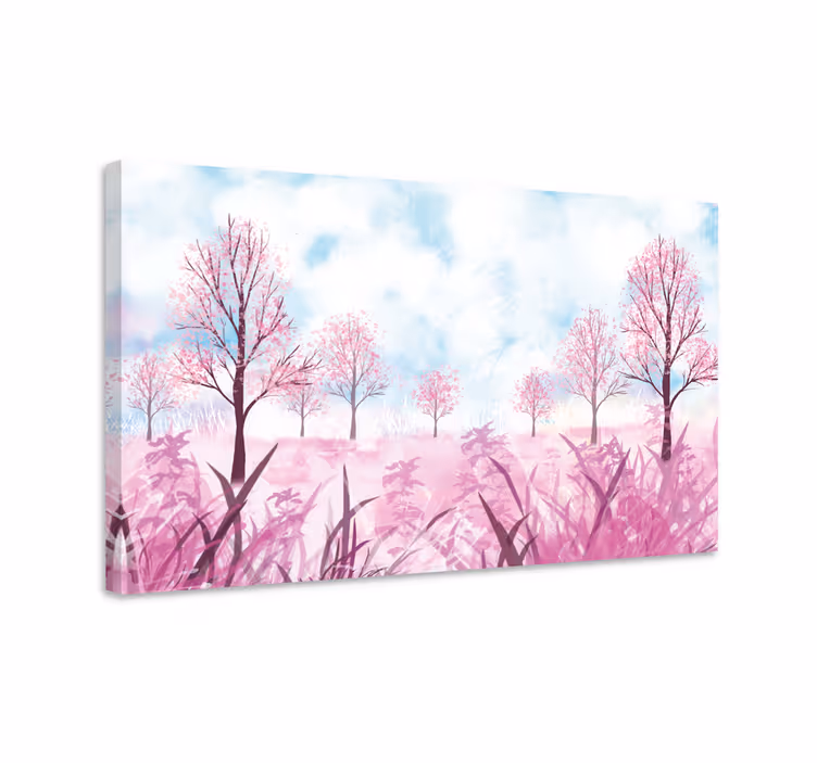 Cuadro de flores paisaje de flores rosas - TenVinilo