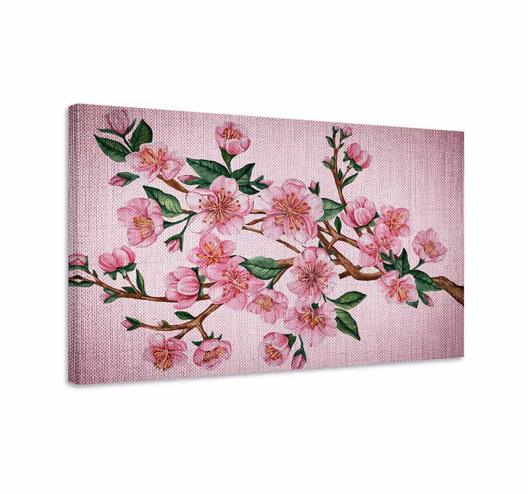 Cuadro árboles Rama cubierta de flor rosa - TenVinilo