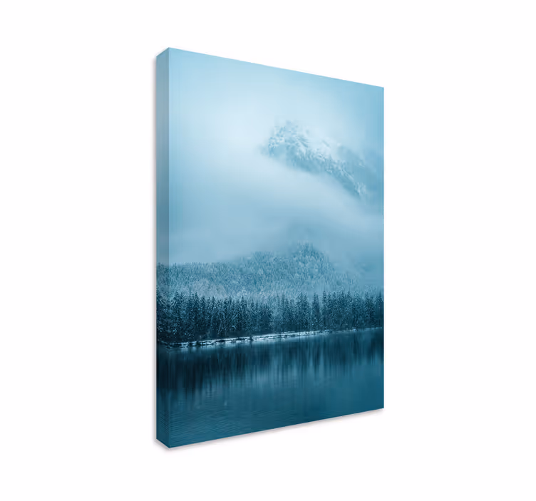 Cuadro paisajes reflejo en montañas nebulosas - TenVinilo