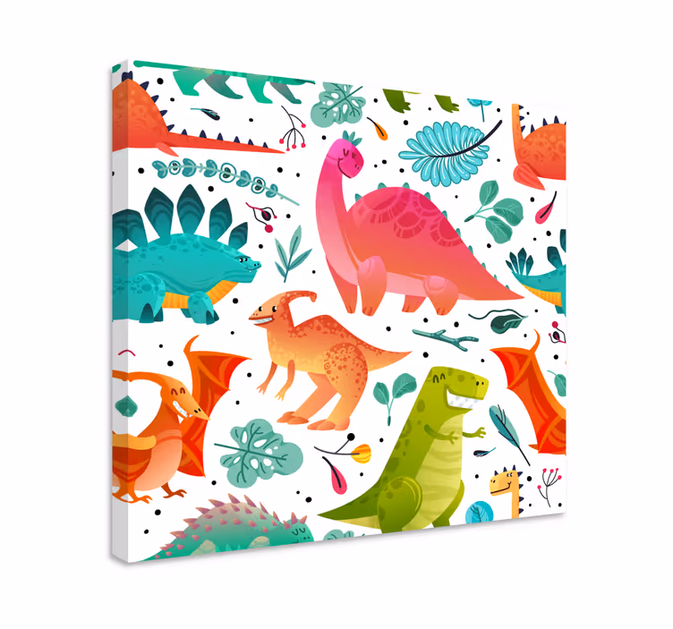 Cuadro dinosaurios coloridos felices - TenVinilo