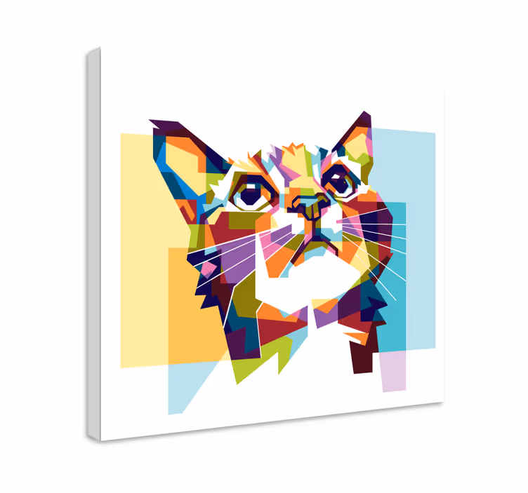 Cuadro de gatos Gato geométrico - TenVinilo
