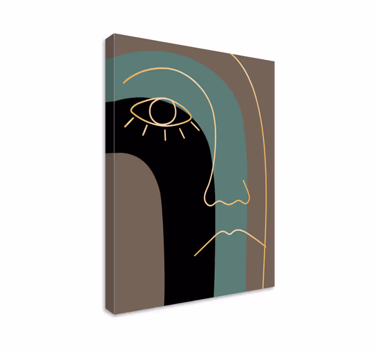Cuadro abstracto contorno de rostro minimalista - TenVinilo