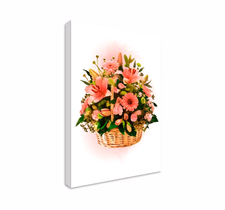 Cuadro de flores cesta de flores rosas - TenVinilo