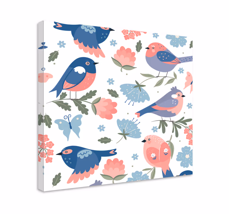 Cuadro de flores aves coloridas floral - TenVinilo