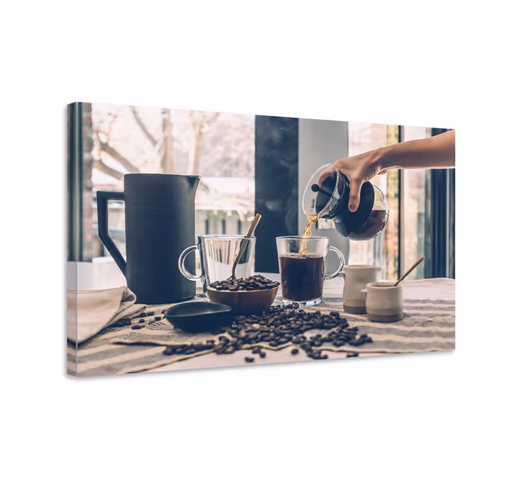 Cuadro ornamental ritual de servir café - TenVinilo