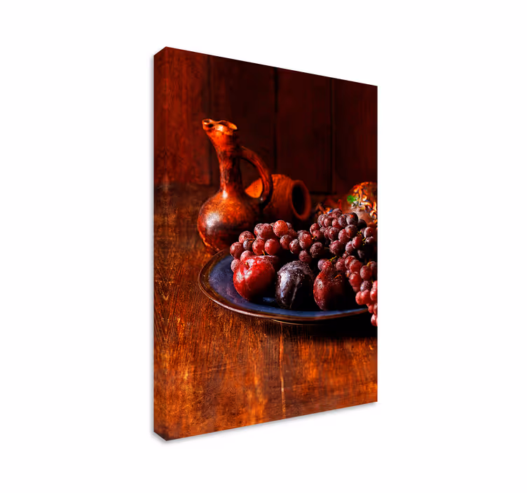 Cuadro bodegones deliciosas uvas ciruelas - TenVinilo