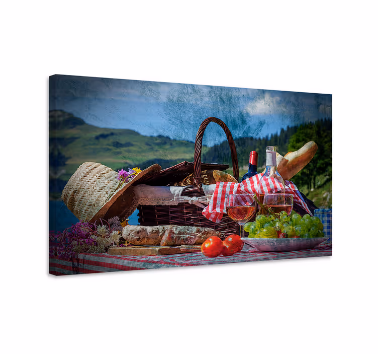 Cuadro paisajes escena de cesta de picnic - TenVinilo