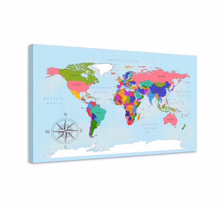 Cuadro mapamundi Mapa del mundo azul - TenVinilo