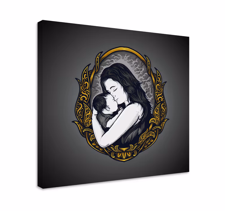Cuadro en arte Amor de madre e hija - TenVinilo