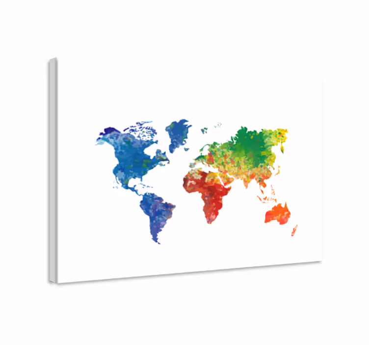 Cuadro mapa mapa del mundo colorido - TenVinilo