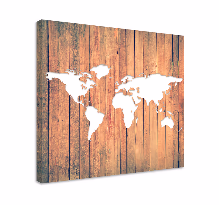 Cuadro mapa mapa del mundo de madera - TenVinilo