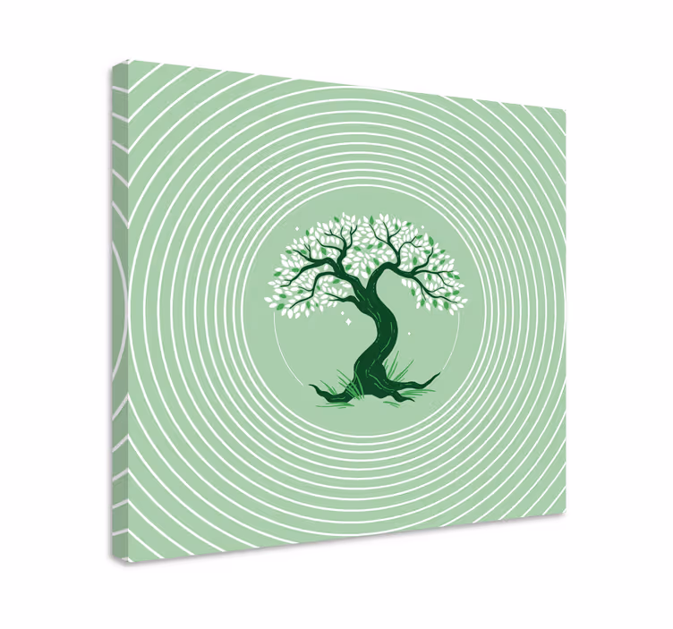 Cuadro árboles Dibujado a mano verde grande - TenVinilo