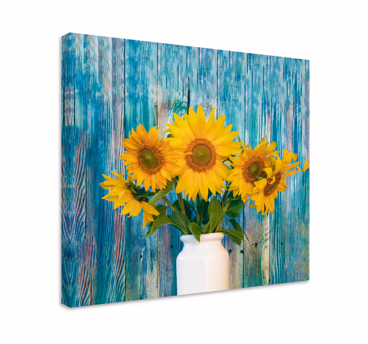 Cuadro de flores Girasoles amarillos en madera - TenVinilo