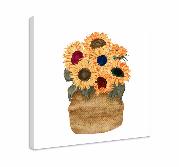 Cuadro de flores Maceta de girasol colorida - TenVinilo